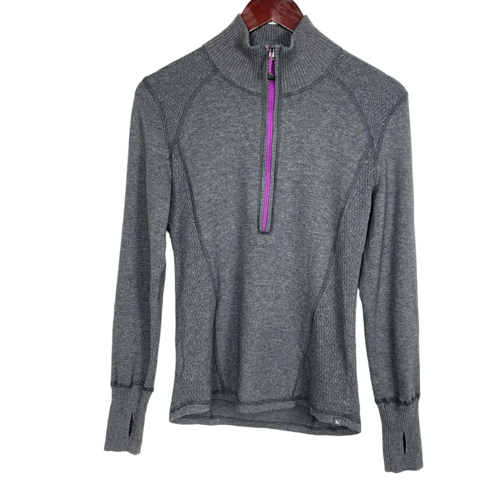 Eddie Bauer Gray Half Zip w/ Purple Zipper Size S